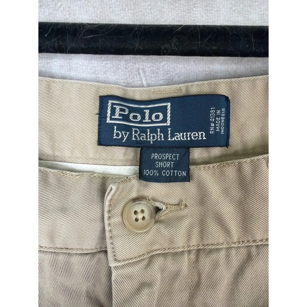 VTG Polo Ralph Lauren Prospect Shorts Mens‎ 36 Tan Khaki Cotton Twill READ
